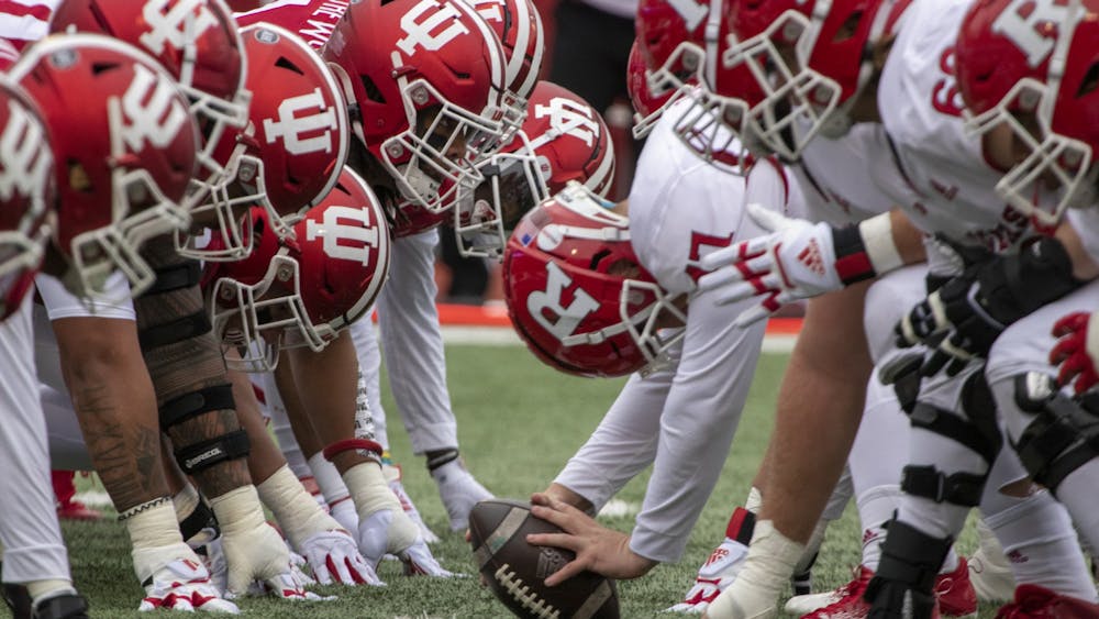 Indiana's defensive line matches up with Rutgers' offensive line during the game on Nov. 13, 2021, at Memorial Stadium. Indiana plays Michigan at noon Saturday for its homecoming game.