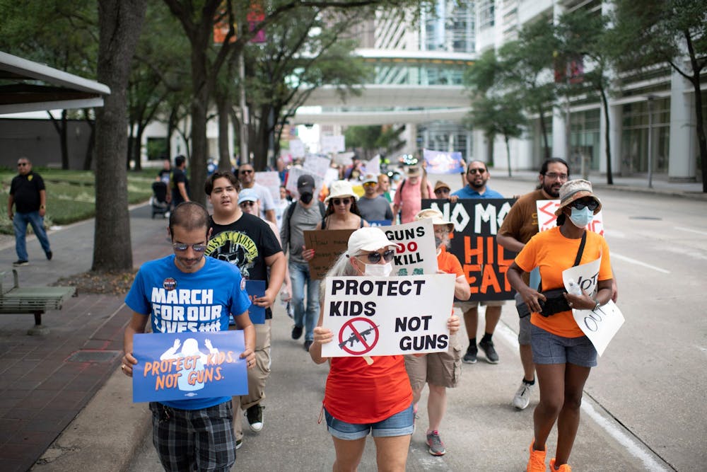 <p>Demonstrators join the &quot;March for Our Lives&quot; rally on June 11, 2022, in Houston. Th﻿e Meisenheimer family of Indiana has committed a significant gift to the IU School of Public Health to establish the Otto Meisenheimer Center for the Prevention of Gun Violence. </p>