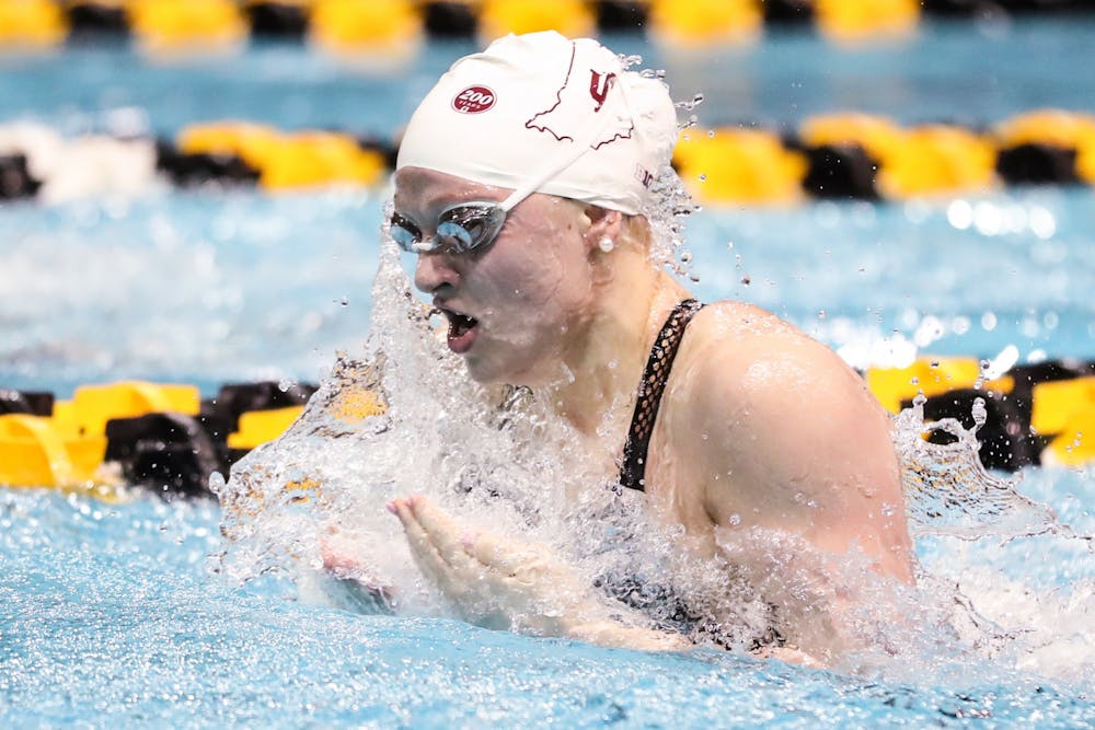 <p>Then-freshman Emily Weiss swims at the Big Ten Championships on Feb. 21, 2020, at Campus Recreation and Wellness Center in Iowa City, Iowa. The IU men&#x27;s and women&#x27;s swim and dive teams swept Ohio State on Jan. 21 at the Counsilman-Billingsley Aquatic Center. </p>