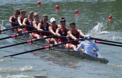Ellie Benson, fifth from left, and her fellow Hoosiers compete at a race on Lake Lemon. Benson was named a second team All-American last week, making her the second Hoosier ever to earn the honors.