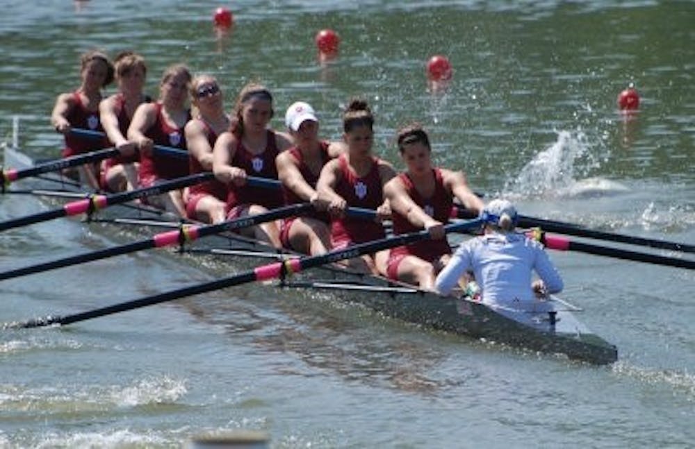 Ellie Benson, fifth from left, and her fellow Hoosiers compete at a race on Lake Lemon. Benson was named a second team All-American last week, making her the second Hoosier ever to earn the honors.