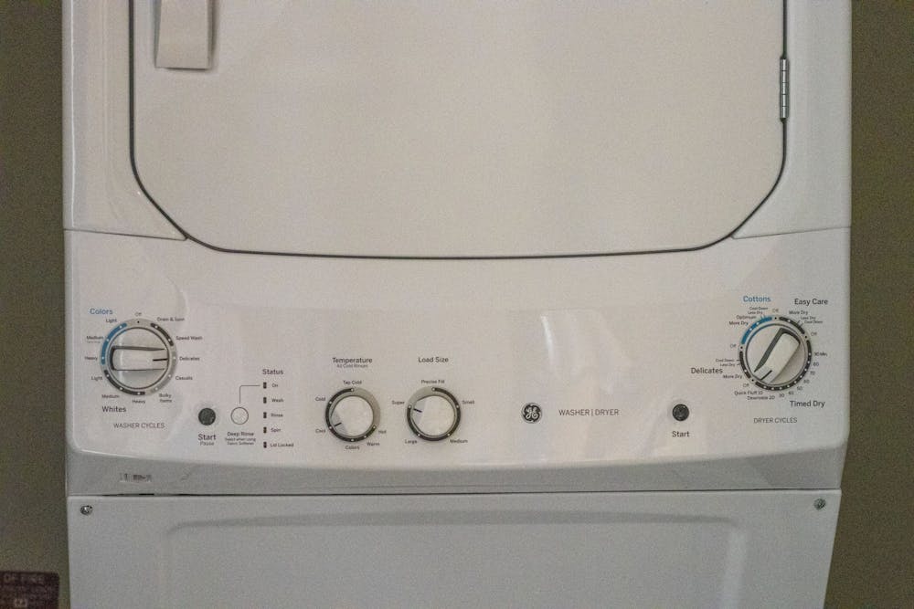 A laundry machine is pictured Feb. 24 in an apartment. 