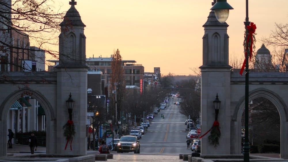 Kirkwood Avenue is seen Dec. 12, 2022, between the Sample Gates in Bloomington.﻿ The 2030 plan aims to improve areas of student success, research and serving the state.