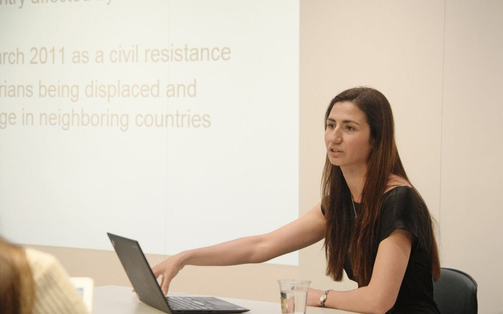 Ozlem Erden gives her presentation about theChallenges and Opportunities of Refugee Education in Turkey. Her presentation was held in the School of Global and International Studies Tuesday.