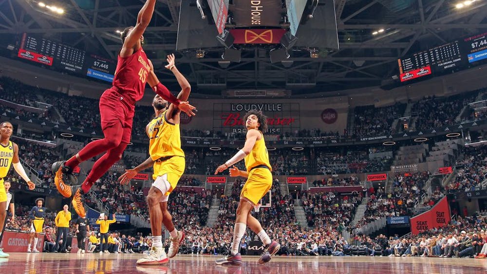 Cleveland Cavaliers guard Donovan Mitchell goes up for two past Indiana Pacers forward Isaiah Jackson in the first half of play. The Indiana Pacers have the sixth most cap space and three first-round draft picks this NBA season.