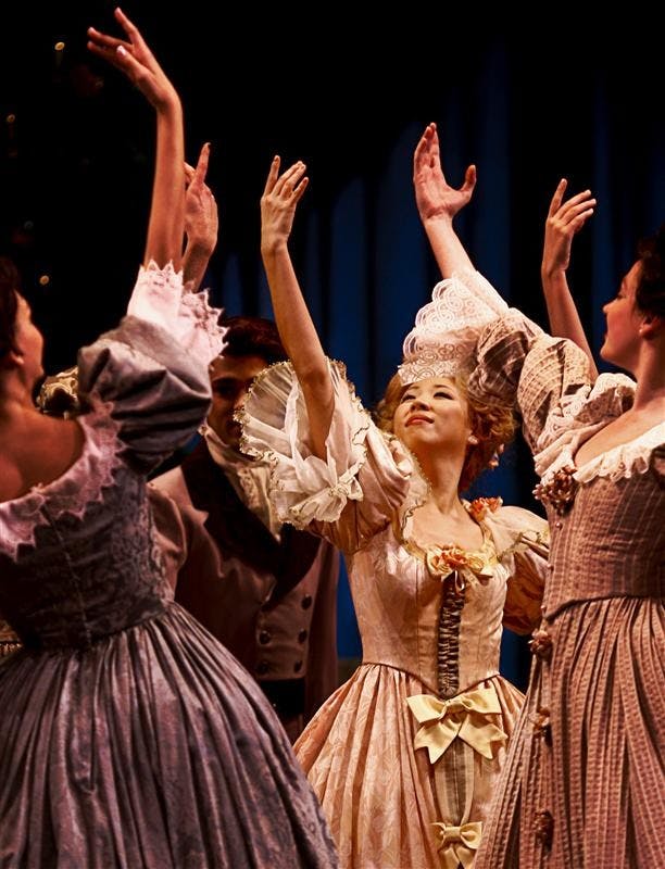 Senior Lacy Simpson dances in the opening scene of the "Nutcracker" on Wednesday evening at the Muical Arts Center. Williams, along with her roomates Pablo Sanchez and Kimberly Williams, not pictured, portray various leads through out the performance.