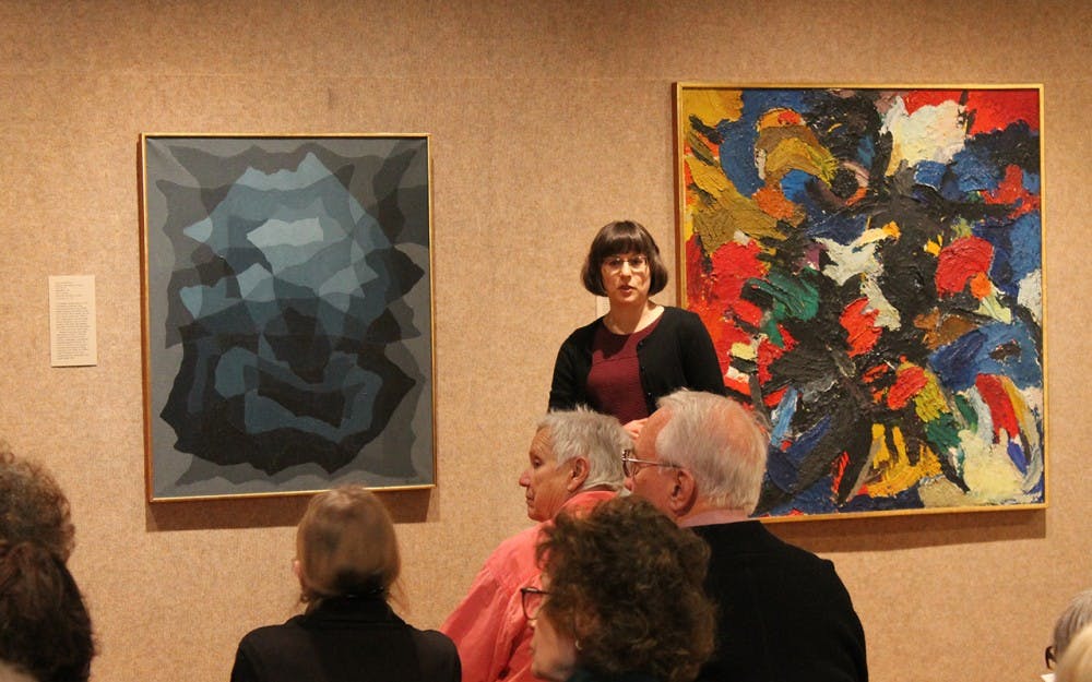 Jenny McComas, class of 1949 curator of European and American art at the Eskenazi Museum of Art, talks about post war West German abstract paintings. "The Politics of Abstract Painting in Postwar Germany" was the second presentation during the museum's Noon Talk series. The next event will be held at 12:15 p.m. on March 29 in the Eskenazi Museum of Art.
