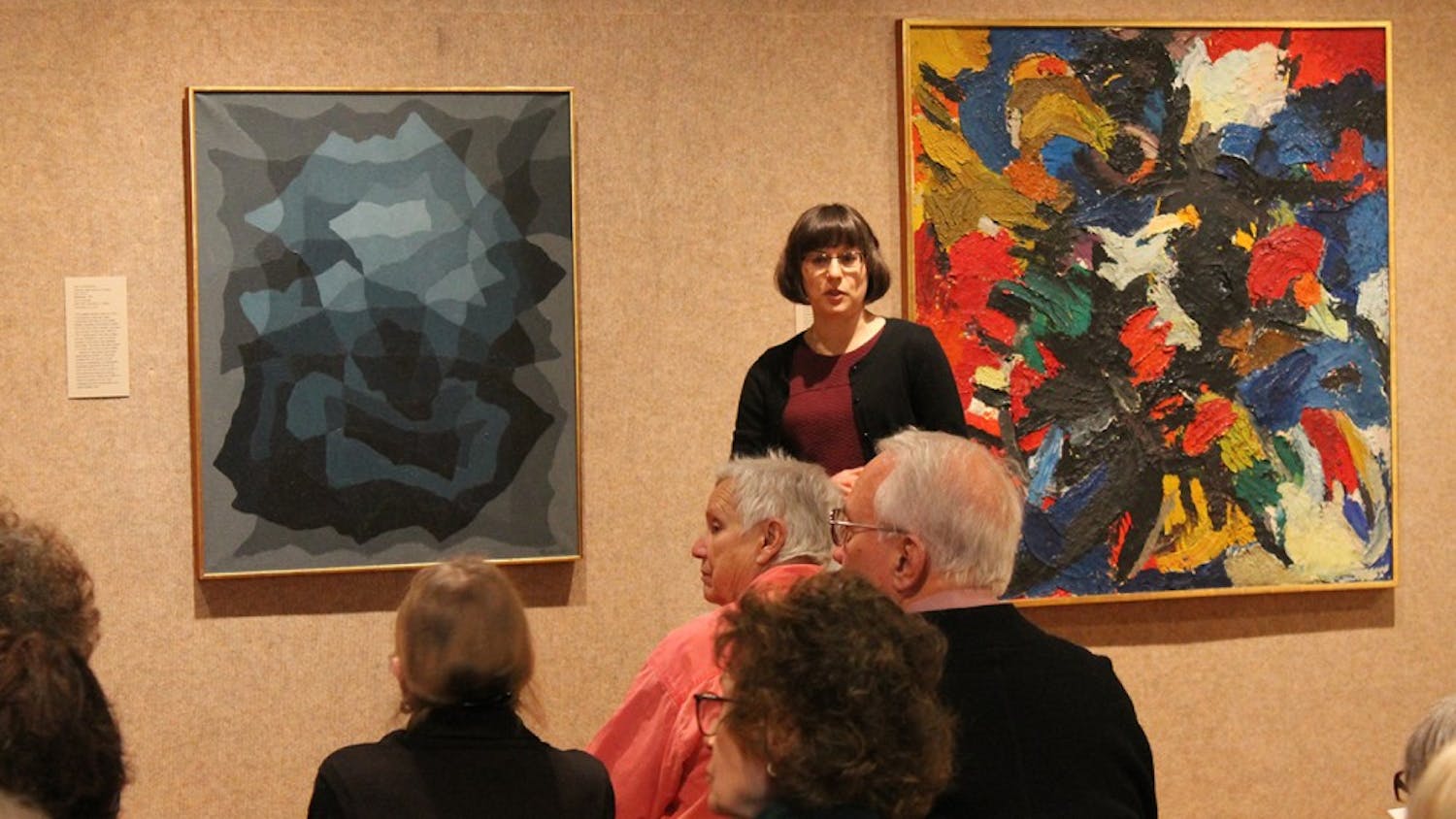 Jenny McComas, class of 1949 curator of European and American art at the Eskenazi Museum of Art, talks about post war West German abstract paintings. "The Politics of Abstract Painting in Postwar Germany" was the second presentation during the museum's Noon Talk series. The next event will be held at 12:15 p.m. on March 29 in the Eskenazi Museum of Art.
