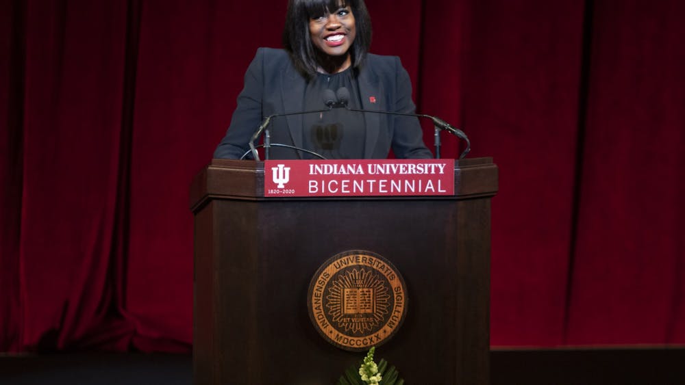 Actress Viola Davis speaks Jan. 20 in Simon Skjodt Assembly Hall for &quot;An Afternoon With Viola Davis: A Day of Commemoration.&quot; Davis was awarded an honorary doctoral degree in fine arts from Indiana University. 