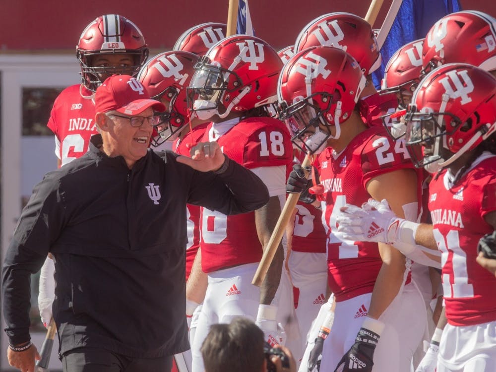 Indiana football head coach Tom Allen instructs the team before a game against Maryland Oct. 15, 2022, at Memorial Stadium. Indiana will play its first spring football game since 2019 on April 15, 2023.