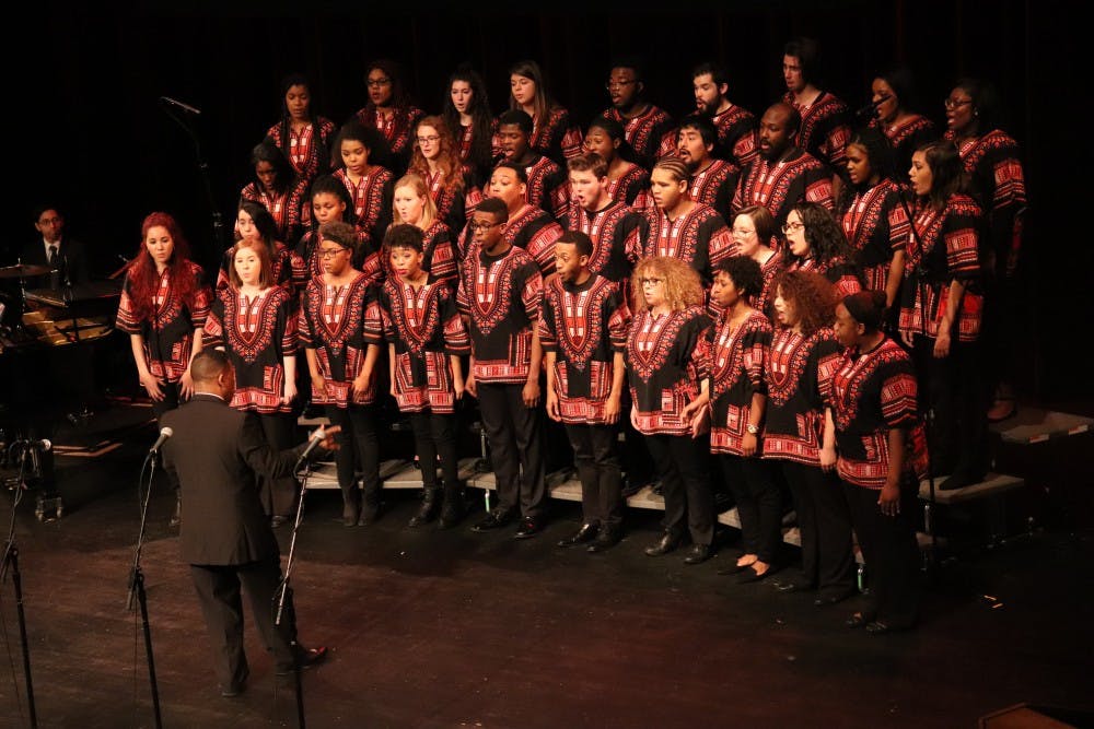 Selected pieces in honor of Martin Luther King Jr. were performed by IU's African American Choral Ensemble, directed by Raymond Wise.&nbsp;&nbsp;