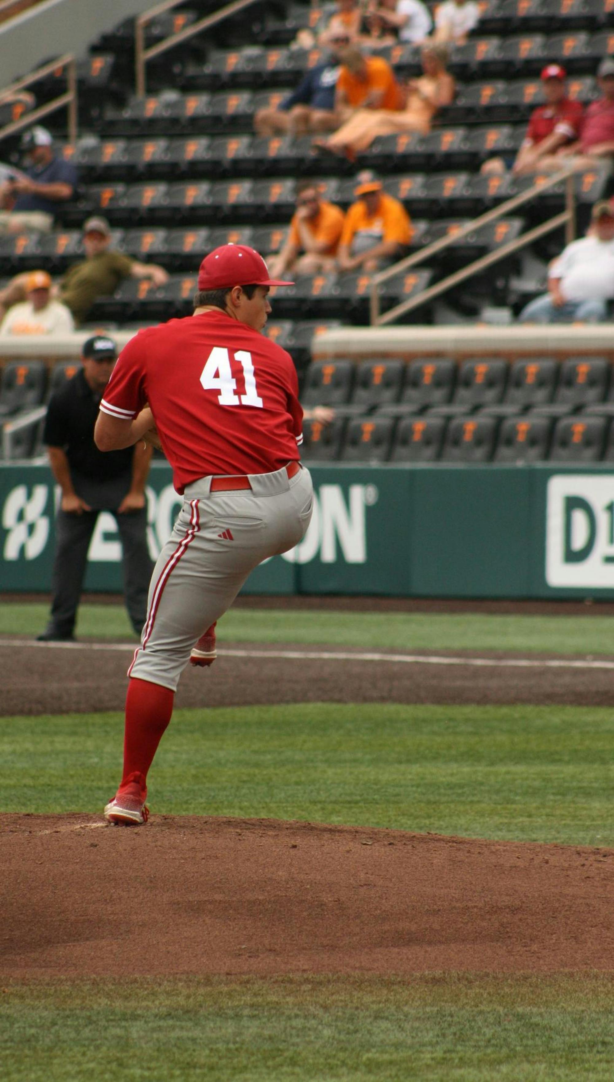 Indiana pitcher Ty Bothwell delivers a pitch against the University of Southern Mississippi in the Knoxville Regional on May 31. In 5.2 innings, Bothwell allowed three runs on seven hits.