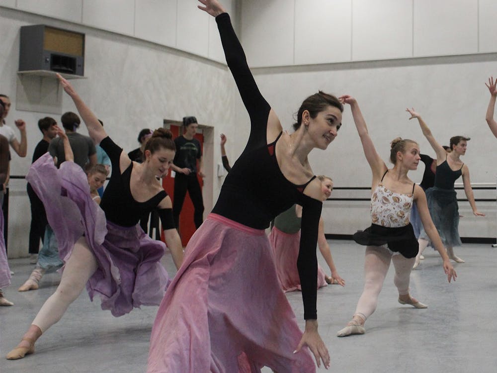 IU Ballet Theater students rehearse choreography for the upcoming piece by Mark Godden, &quot;Angels in The Architecture.&quot; The &quot;Fall Ballet&quot; performances will feature four pieces that showcase a variety of old and new choreographers.