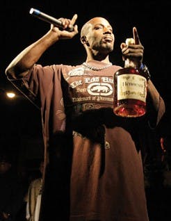 IDS FILE PHOTORapper DMX holds a bottle of Hennessy while performing at the Lambda Chi Alpha fraternity on Wednesday, April 9th.
