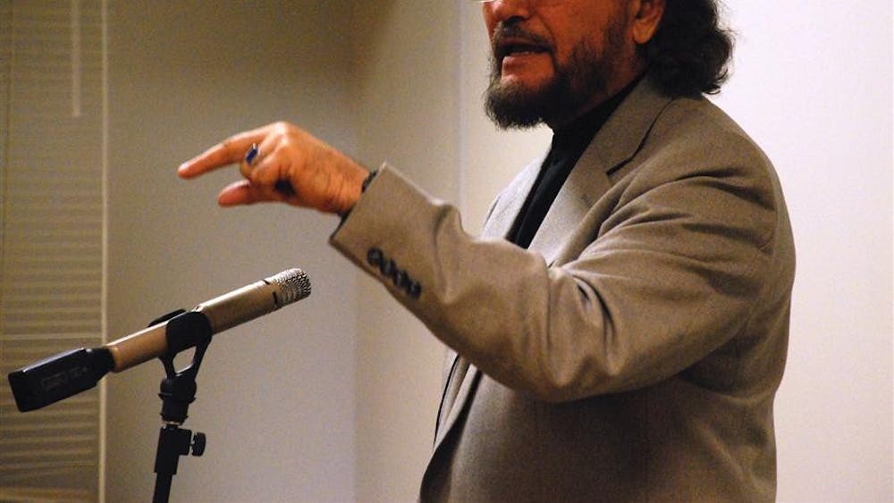 Professor Nazif Shahrani speaks about the current situation in Afghanistan in 2009&nbsp;at the Monroe County Public Library. Shahrani said his family in Afghanistan&nbsp;worries about his safety in the U.S. after Donald Trump's election as president.
