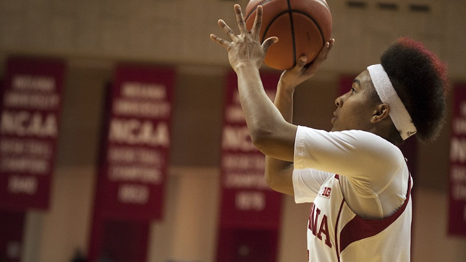 Sophomore Larryn Brooks shoots during the Hoosiers' game against Milwaukee on February 11. 2014, at Assembly Hall.