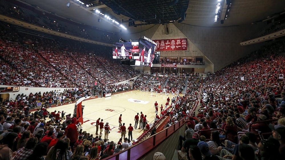 The Simon Skojdt Assembly Hall crowd during Hoosier Hysteria is pictured. IU students will be able to attend Monday&#x27;s NCAA tournament game for free.