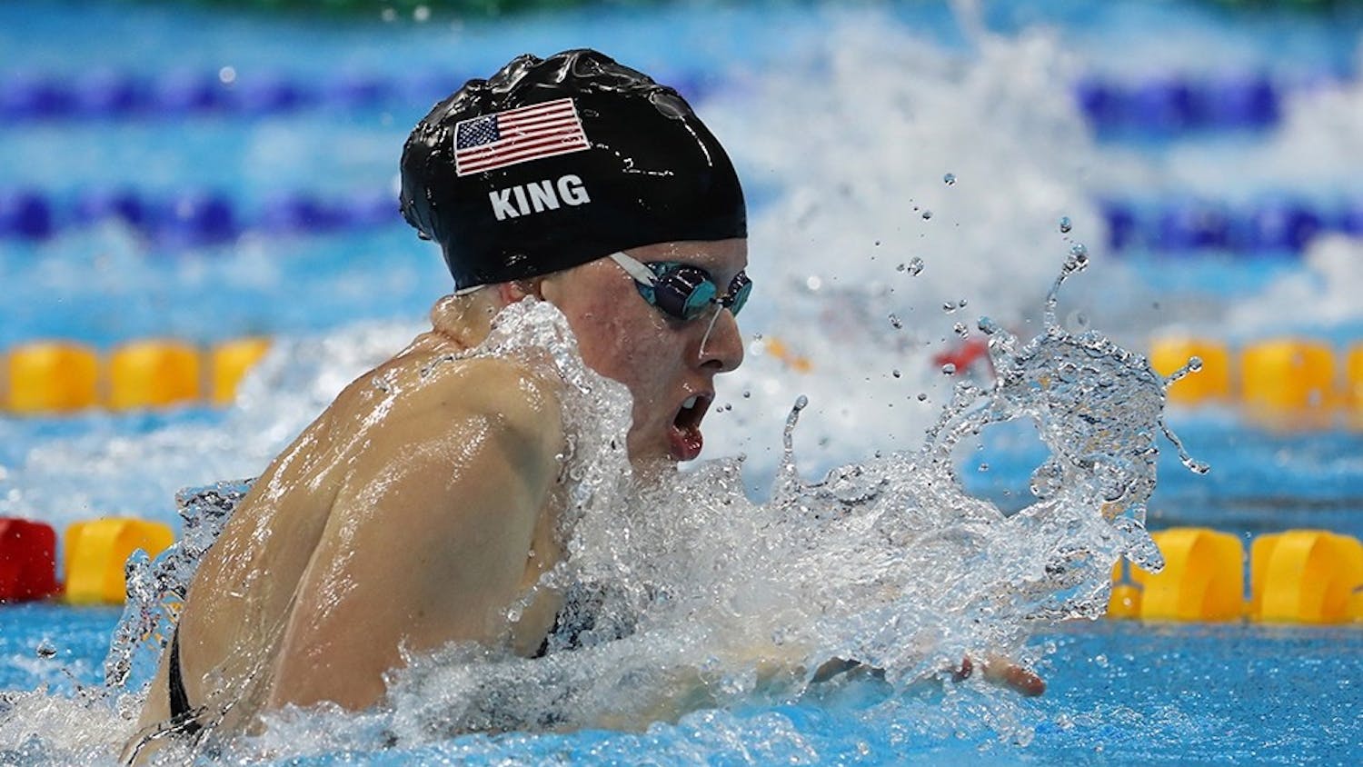 IU swimmer Lilly King swims to a gold medal in the women's 100 breaststroke Aug. 8, 2016, at the Olympic Aquatic Stadium in Brazil. King won Big Ten Female Athlete of the Year for the second-straight season on Thursday.