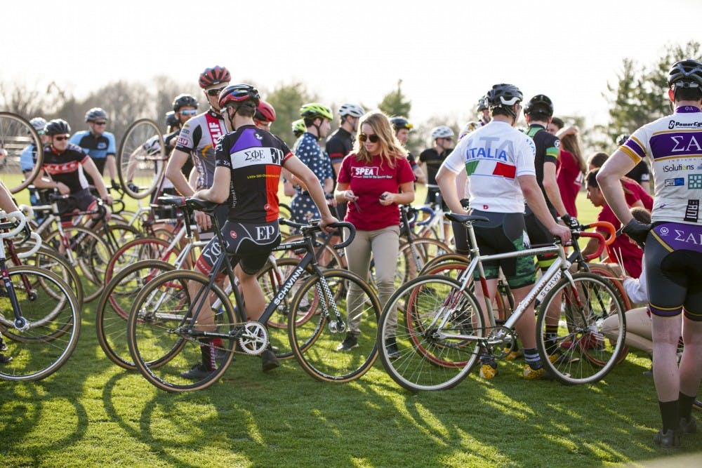 <p>IU Student Foundation members place chips on bikes in order to track and time riders during a practice session for Little 500 in 2018. The number of teams in the 2019 Little 500 this year is the lowest it has been in more than 50 years.</p>