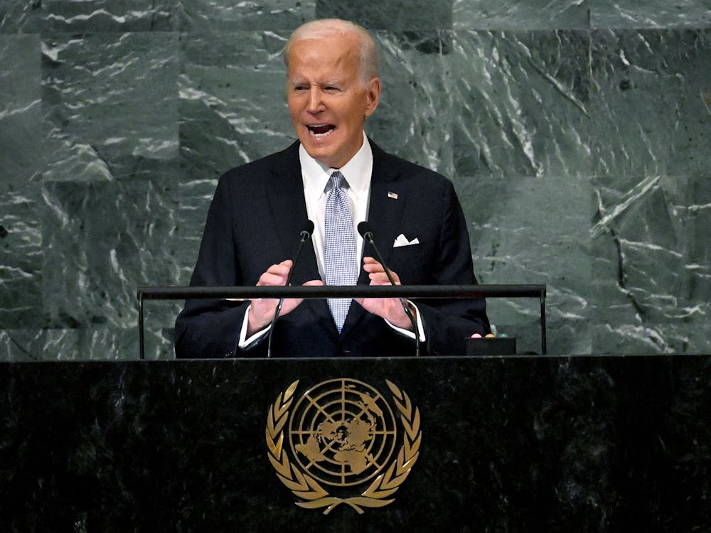 US President Joe Biden addresses the 77th session of the United Nations General Assembly on Sept. 21, 2022, at the UN headquarters in New York City. 