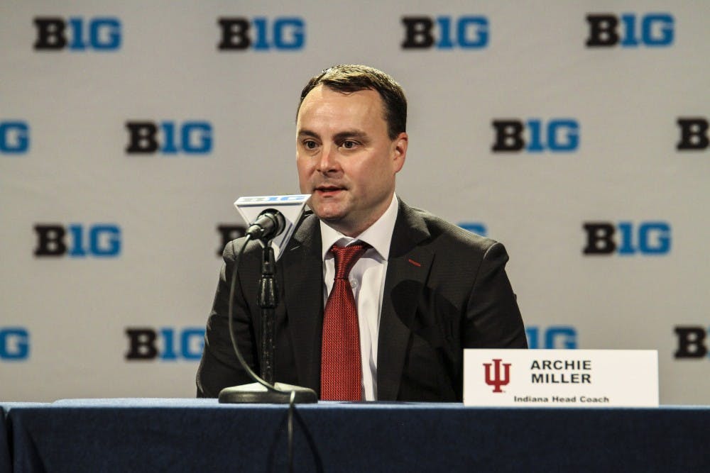 <p>IU basketball coach Archie Miller speaks Oct. 11 at the Big Ten Media Day Conference in Chicago about needing upperclassmen leadership this season. IU's first game of the regular season will be against Chicago State on Nov. 6.&nbsp;</p>