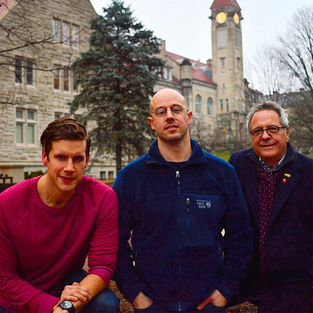 Zachary Spicer, left, actor, Paul Shoulberg, writer and David Anspaugh, executive producer visited Bloomington for the upcoming feature-length romantic comedy “The Good Catholic.” The movie will be filmed in downtown Bloomington Jan. 23 through Feb. 13.