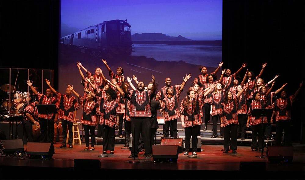 The African American Choral Ensemble preforms in its 40th anniversary celebration during the 2015-16 academic year.
