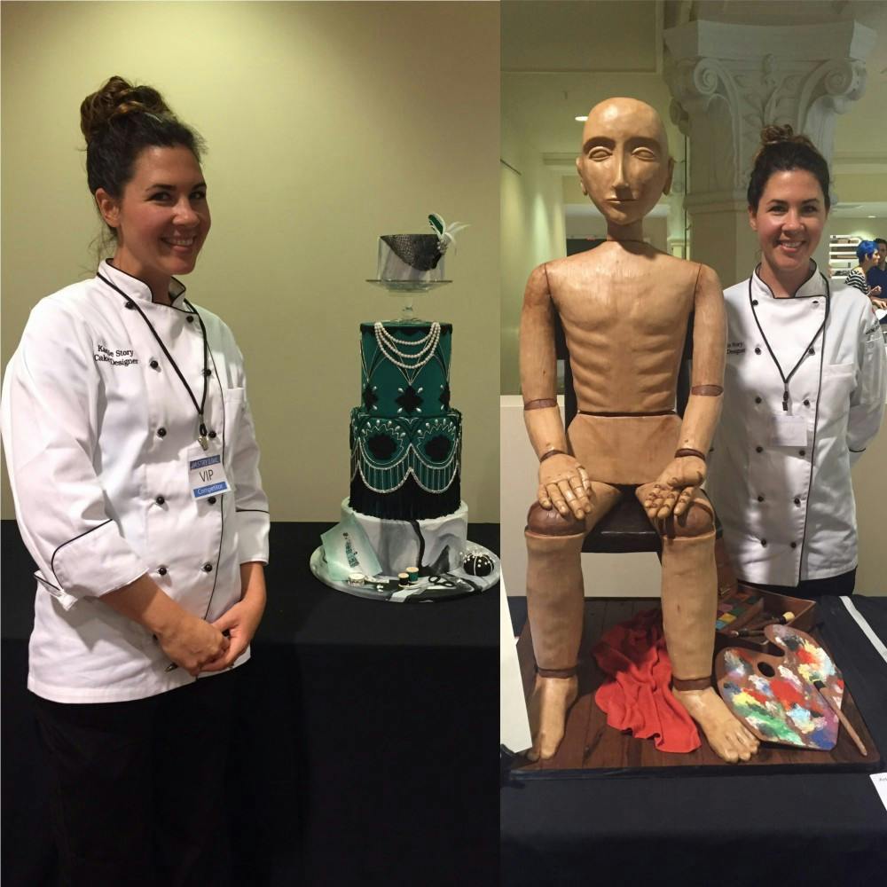 Cake designer Karlie Story created two cakes for the competition: one flapper-inspired tiered cake and another sculpted cake entitled, "The Artist's Lay Figure." Story is the cake decorator at Sugar & Spice in the IMU.&nbsp;