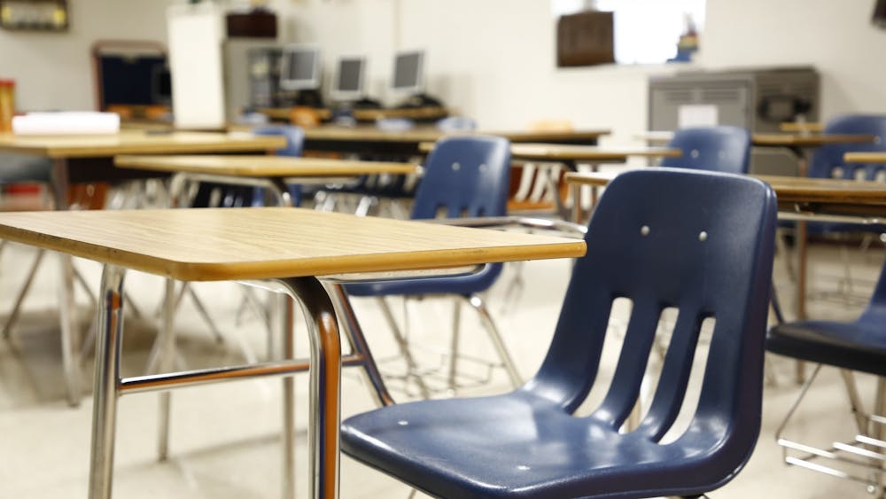 An empty classroom is pictured April 20, 2020. Despite experiencing an increase in enrollment this past year, the Monroe County Community School Corporation has not yet reached pre-pandemic enrollment levels.