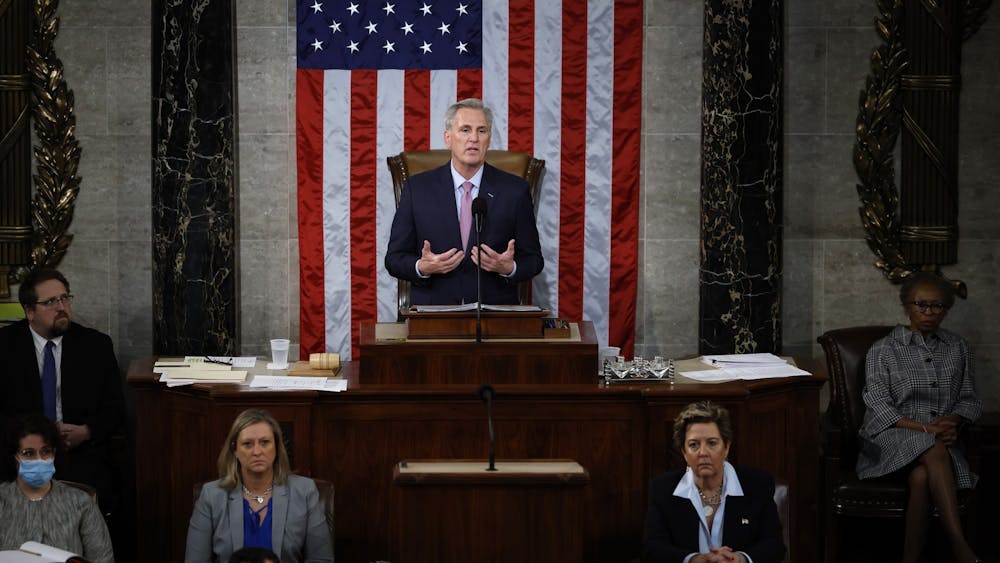 U.S. Speaker of the House Kevin McCarthy, R-Calif., delivers remarks after being elected as speaker in the House Chamber at the U.S. Capitol Building on Jan. 7, 2023, in Washington, D.C. According to the White House, the debt ceiling is “a ceiling imposed by Congress on the amount of debt that the U.S. Federal government can have outstanding.”  
