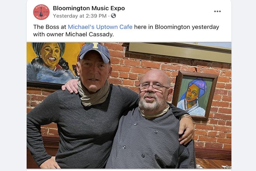 <p>A photo from Bloomington Music Expo&#x27;s Facebook page shows Uptown Cafe owner Michael Cassady posing with Bruce Springsteen on Saturday.</p>
