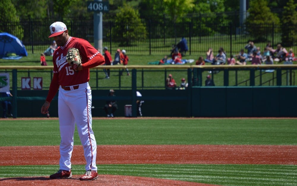 <p>Then-sophomore, now-senior Pauly Milto pitches for IU against Xavier during the 2017 season. Milto earned a victory during yesterday's IU doubleheader against Butler.&nbsp;</p>