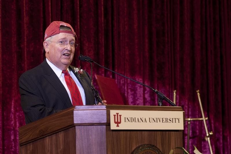 Dean of Students Dick McKaig jokes Tuesday during a ceremony in honor of him. 