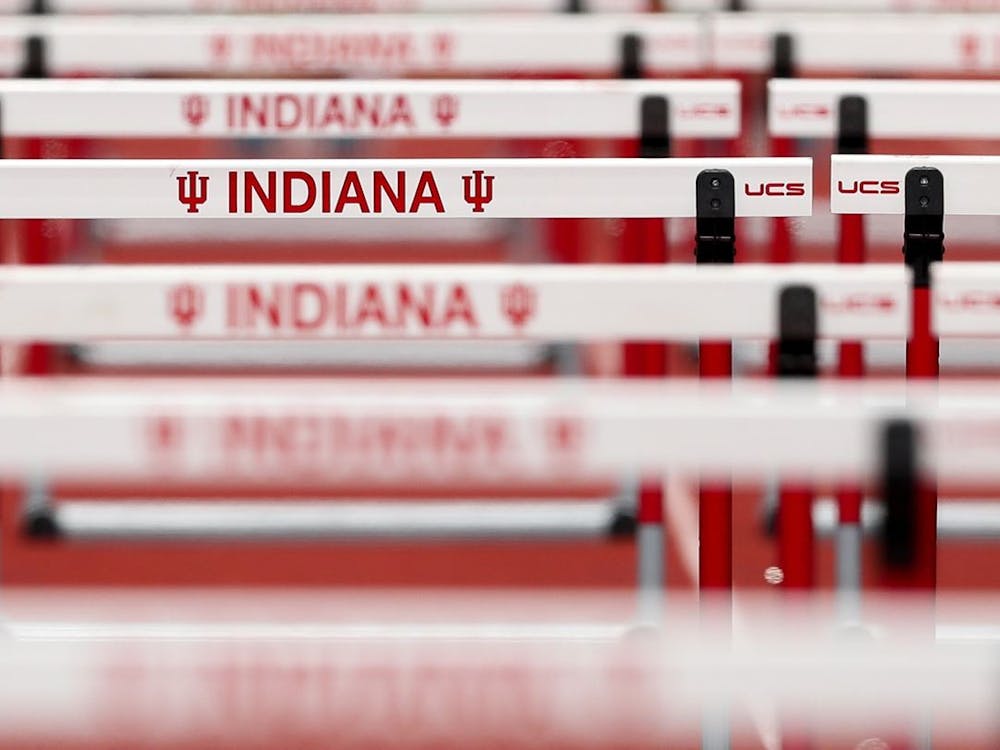 Hurdles on the IU track are pictured. Indiana was successful in track races and field events alike at the Louisville Invitational over the weekend.