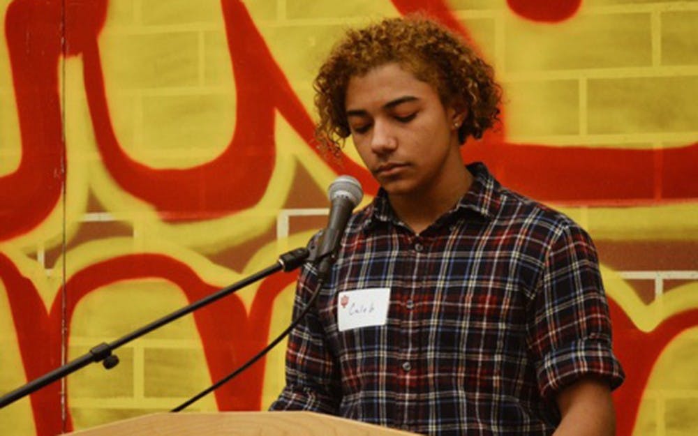 Caleb Poer, 16 years old&nbsp;and&nbsp;a junior at&nbsp;Bloomington High School North, spoke at the African-American Read-in Feb. 6 at the Neal-Marshall Black Culture Center.&nbsp;