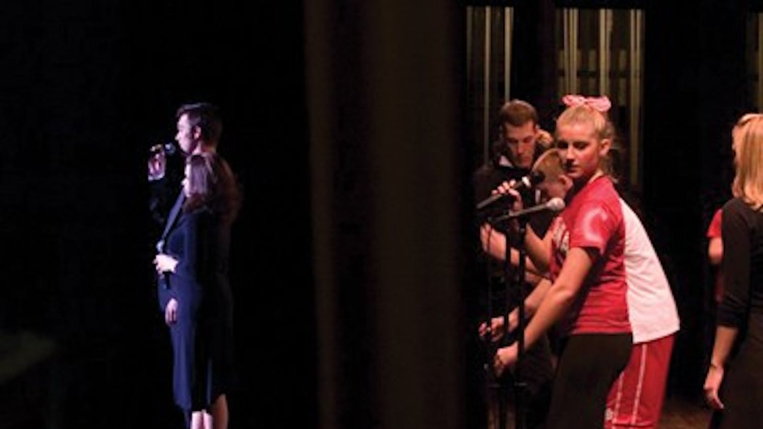 File photo
Overall winners Gamma Phi Beta and Phi Sigma Kappa set up backstage while the IU Sing Singers entertain the crowd February 16, 2007 at the IU Auditorium.
