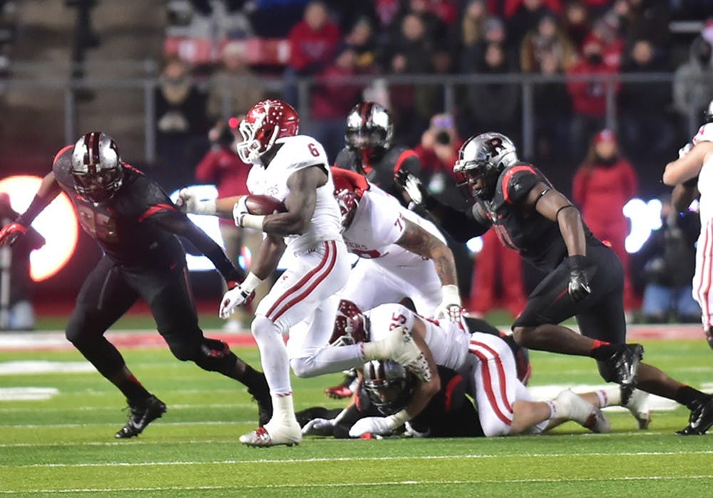Junior running back Tevin Coleman runs the ball during IU's game against Rutgers on Saturday at High Point Solutions Stadium in Piscataway, N.J. Coleman ran for 307 yards in IU's 45-23 loss to the Scarlet Knights.