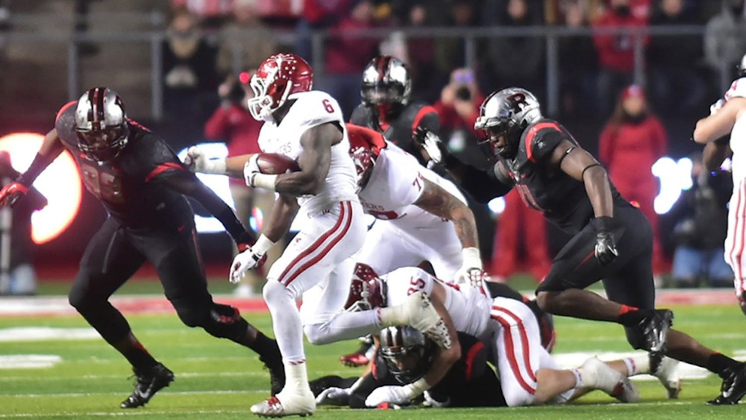 Junior running back Tevin Coleman runs the ball during IU's game against Rutgers on Saturday at High Point Solutions Stadium in Piscataway, N.J. Coleman ran for 307 yards in IU's 45-23 loss to the Scarlet Knights.