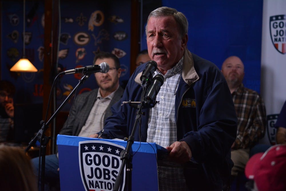 <p>Former Indianapolis United Steelworkers President Chuck Jones spoke out against Carrier layoffs at a press conference in Sully's Bar and Grill on Wednesday night. Jones said the selfishness of the Trump family and large corporations are contributing to the culture of job outsourcing.</p>