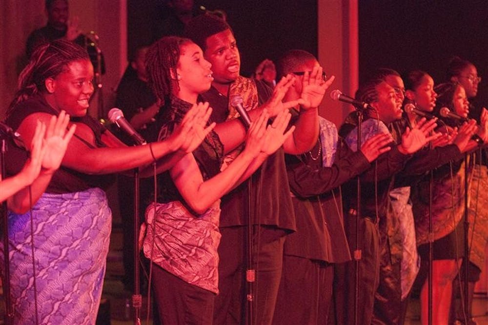 Participants of IU's week long Camp S.O.U.L. program perform Friday afternoon in the Grand Hall of the Neal-Marshall Black Culture Center. Camp S.O.U.L. (Student Obtaining Unique Musical Levels) is open to tenth, eleventh and twelfth grade high school students and is directed by Dr. Charles E. Sykes, the director of IU Soul Revue.