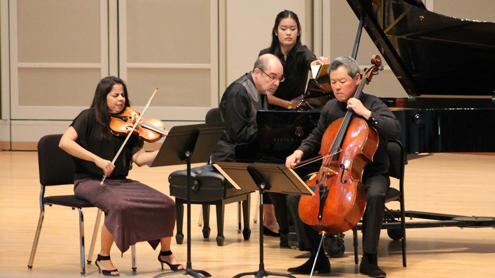 During the Faculty Chamber Music Recital Norman Krieger, Simin Ganatra and Eric Kim on the piano, violin and cello respectively perform Johammws Brahms Piano Trio in B Major, Op. 8. 