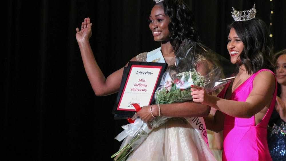 Senior Alexandria Ford is crowned Miss Indiana University at the Miss Indiana University Scholarship Competition on Feb. 16 in Wilkie Auditorium. Along with a scholarship and prize package, Ford will go on to compete for the title of Miss Indiana this summer.