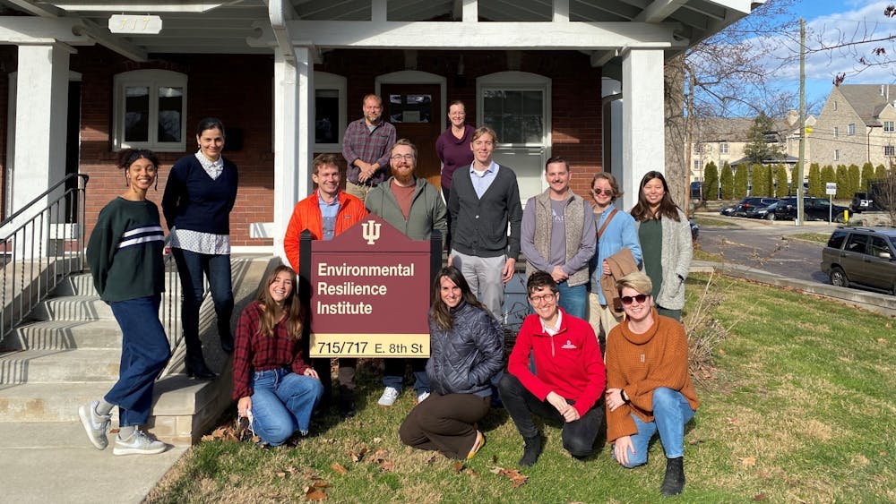 IU Environmental Resilience Institute staff pose for a photo in December 2021 during a holiday gathering at the ERI house on campus. Founded in 2017 with a grant from the McKinney Family Foundation, the McKinney Midwest Climate Project gives students the skills necessary to work with cities and organizations by identifying and reducing greenhouse gas emissions.