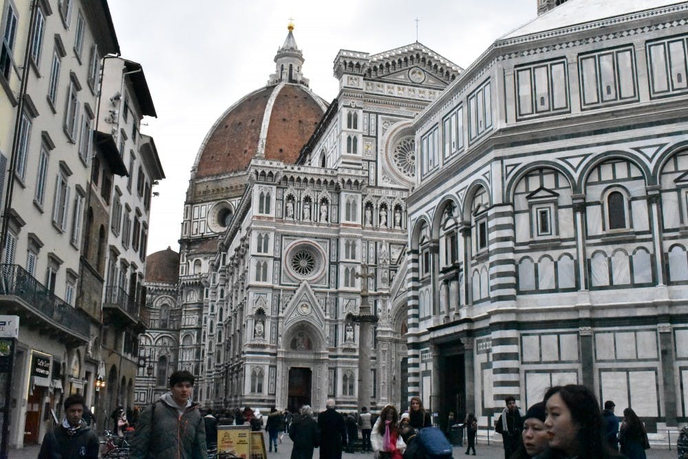 The duomo in Florence, Italy, is an aesthetic and cultural center in the city.