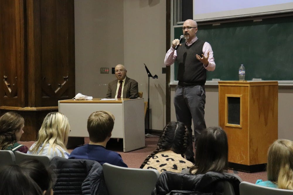 Dan Canon, a 9th District congressional Democratic candidate, introduces himself and his platform's beliefs to IU’s students. Canon discussed his ideas on health care for everyone and how to fight the opioid epidemic.&nbsp;