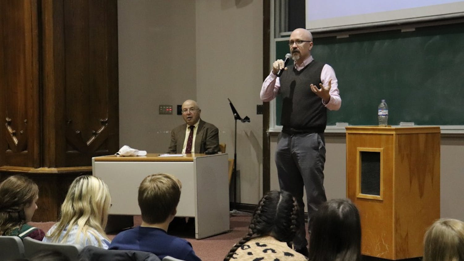 Dan Canon, a 9th District congressional Democratic candidate, introduces himself and his platform's beliefs to IU’s students. Canon discussed his ideas on health care for everyone and how to fight the opioid epidemic.&nbsp;