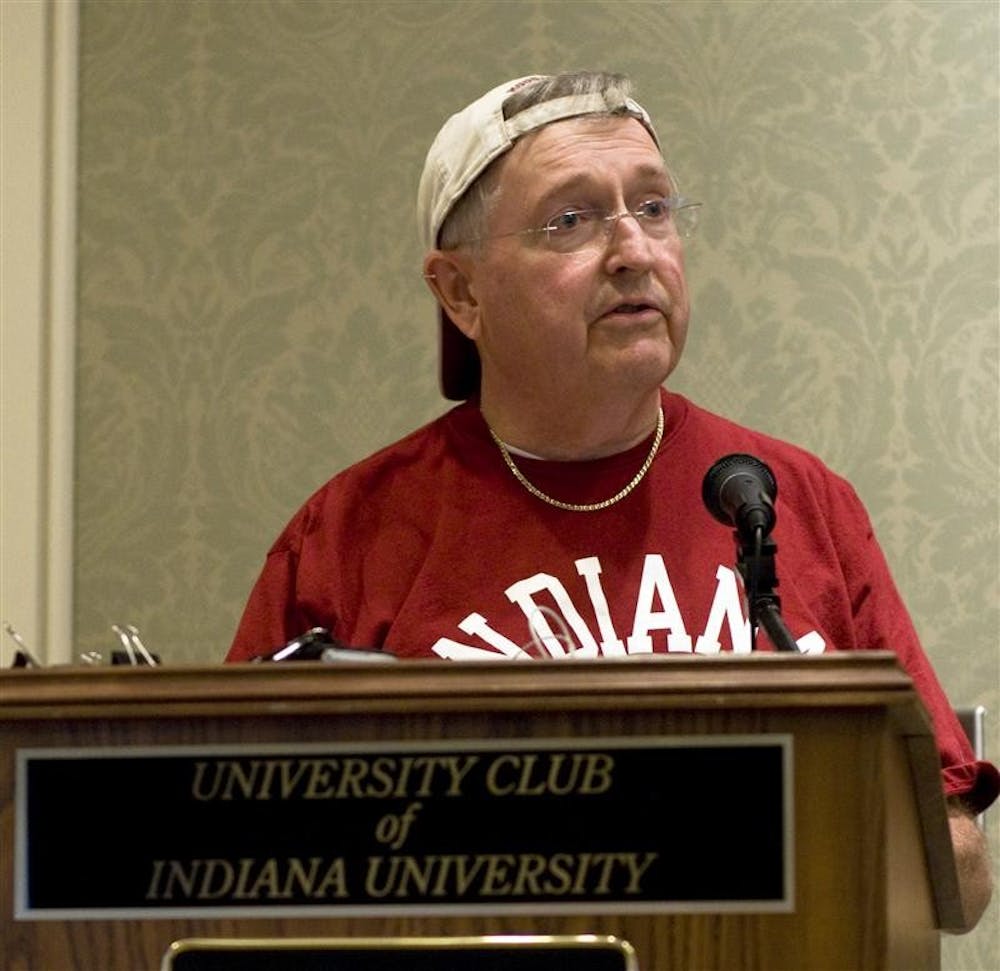 Dean of Students Dick McKaig speaks to the University Club about the class of 2012 Friday afternoon in the Indiana Memorial Union.