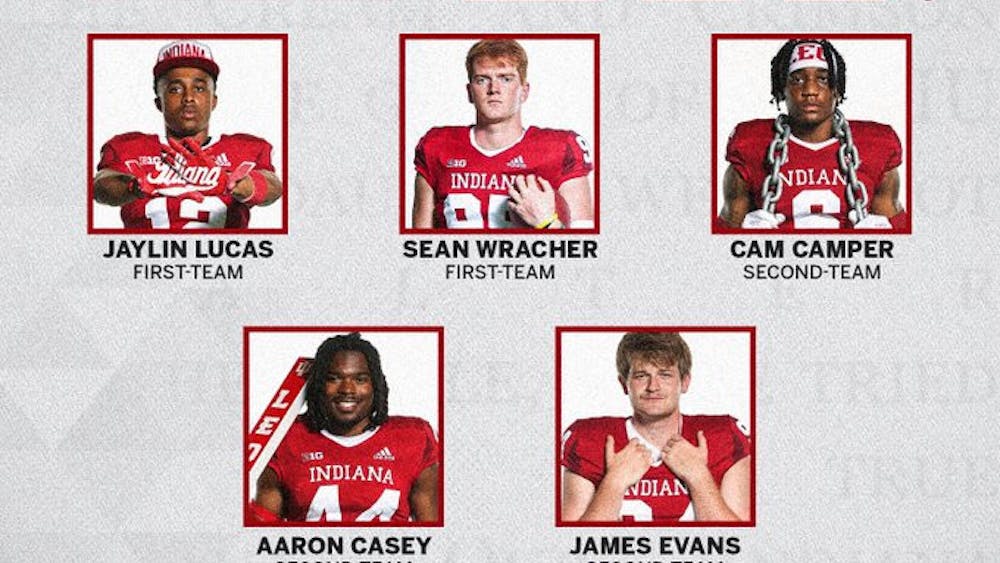 Two Indiana football players landed on college football writer Phil Steele’s Preseason All-America teams and five total earned All-Big Ten selections.
