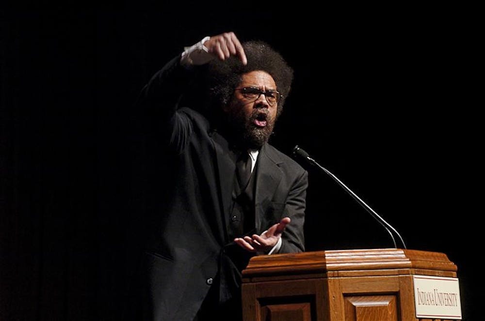 Dr. Cornel West, named as one of "America's most provocative public intellectuals," spoke to a full house Monday evening at IU Auditorium. West's lecture entitled, "Hope on a Tightrope," spoke about the struggle for contemporary racial justice in our country. 