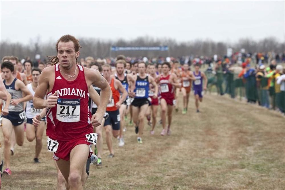Junior De'Sean Turner runs in the main pack at the beginning of the NCAA Cross Country Championships on Nov. 29, 2010.